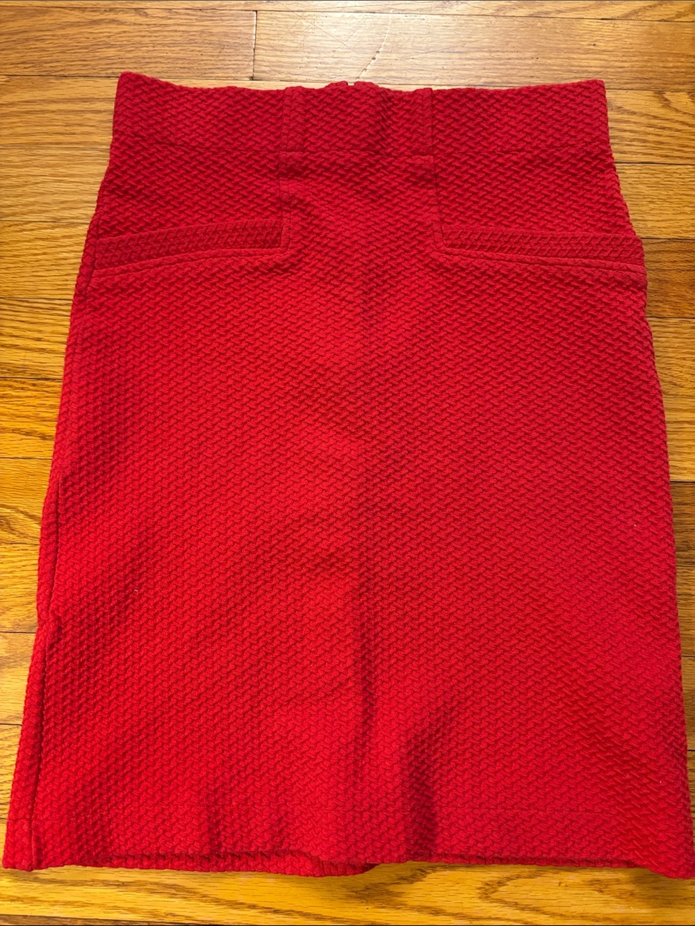 GANNI Classic Red Textured Waffle Pencil Skirt - Women's - The Real Real